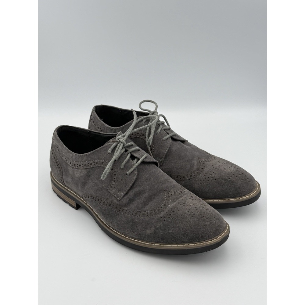 GOLAIMAN Gray Suede Wingtip Oxfords Men's 11 – Old Money Prep Classic Brogue